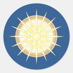 Autocollant Rond Brillant Vergina Sun Classique