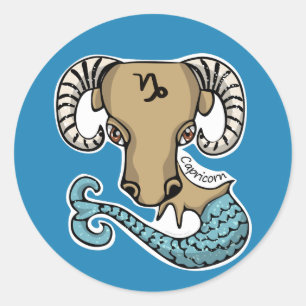 Autocollant rond Capricorn Chèvre