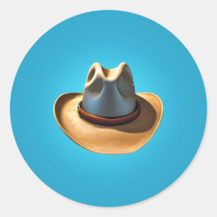 Autocollant rond Casquette classique Cowboy