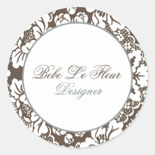 Autocollant rond chic de damassé de Bebe Le Fleur