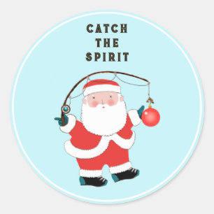 Autocollant Rond Christmas Fishing Classic