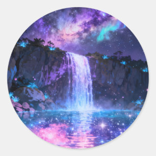 Autocollant Rond Ciel Nocturne Cascade Magique