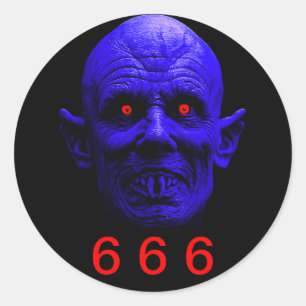 Autocollant rond classique, 6 6 6