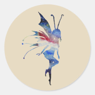 Autocollant rond classique à aquarelle velue