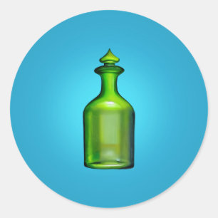 Autocollant rond classique à bouteille verte