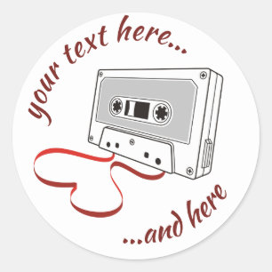 Autocollant rond classique à cassette audio