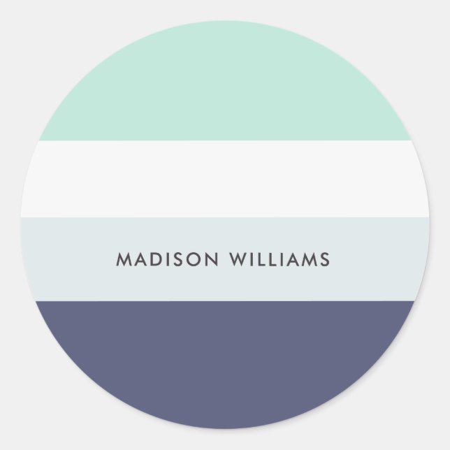 Autocollant rond classique à rayure horizontale bl (Devant)