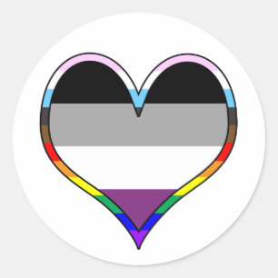 Autocollant rond classique Ace Pride Heart