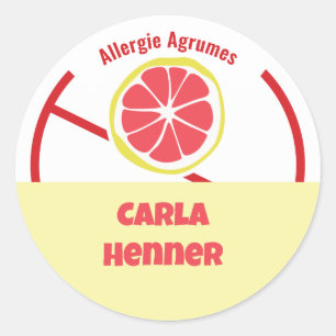 Autocollant rond classique Allergie Agrumes