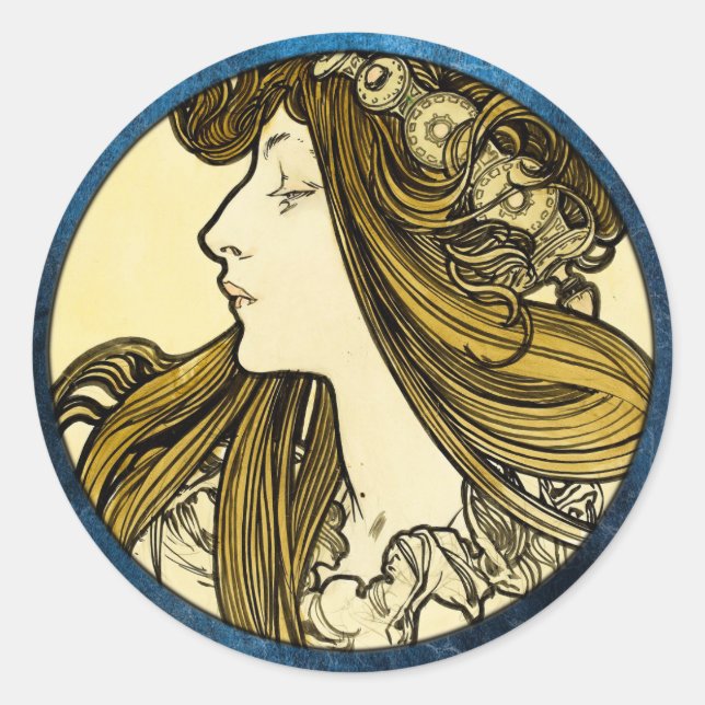 Autocollant rond classique Art nouveau (Devant)