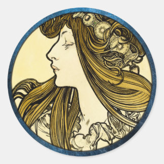 Autocollant rond classique Art nouveau
