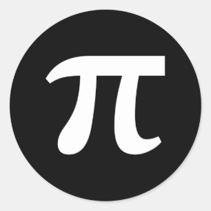 Autocollant Rond Classique avec Écriture Blanche π