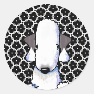 Autocollant rond classique Bedlington Terrier