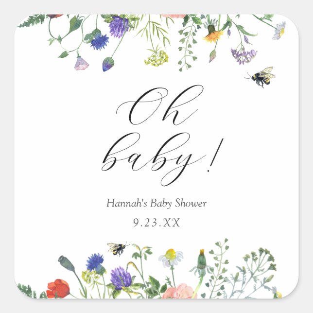 Autocollant rond classique Bee Oh Baby de fleur sa (Devant)