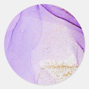 Autocollant rond classique couleur or violet