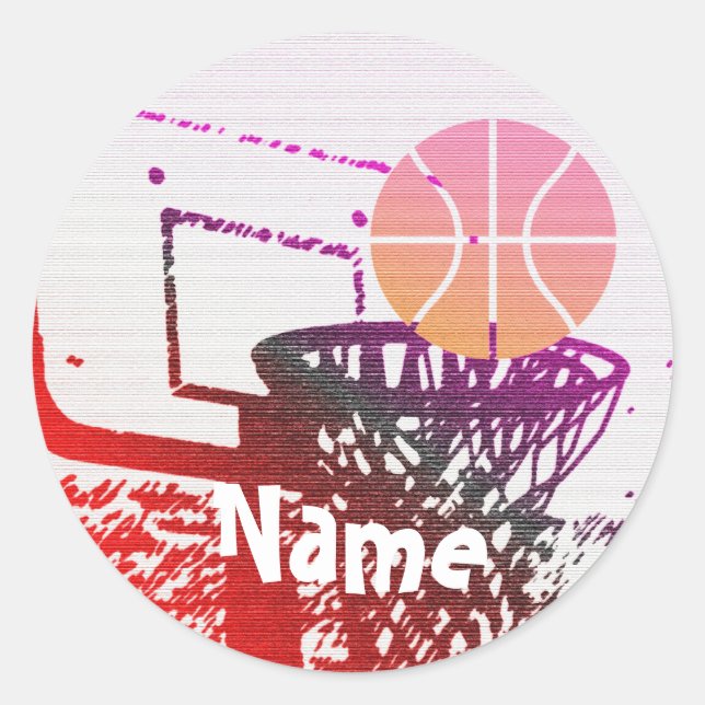 Autocollant rond classique de basket-ball (Devant)