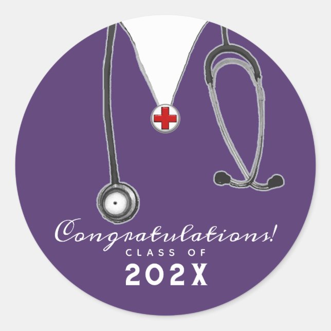 Autocollant rond classique de diplôme en infirmièr (Devant)