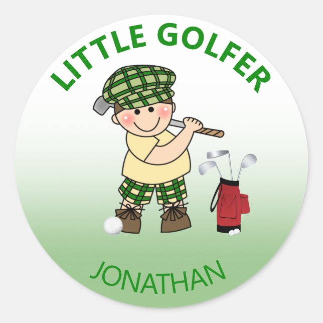 Autocollant Rond Classique de Golfeur Little Perso (Devant)