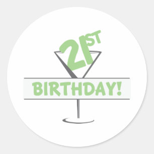 autocollant rond classique de l'anniversaire 21