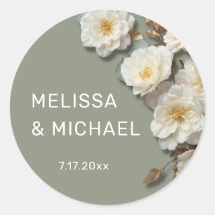 Autocollant rond classique de mariage de roses 3D