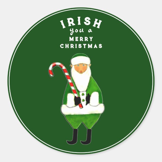Autocollant rond classique de Noël irlandais (Devant)