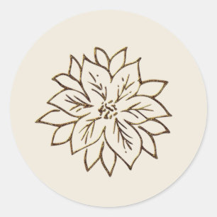 Autocollant rond classique de poinsettia de décemb