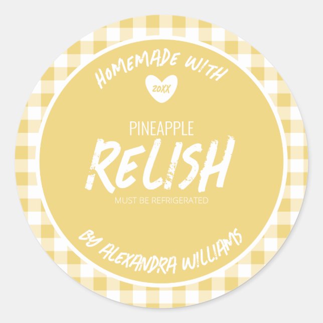 Autocollant rond classique de Relish d'ananas fait (Devant)