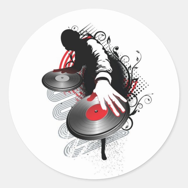 autocollant rond classique dj-2 (Devant)