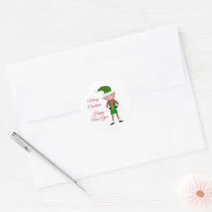 Autocollant rond classique Elf Christmas