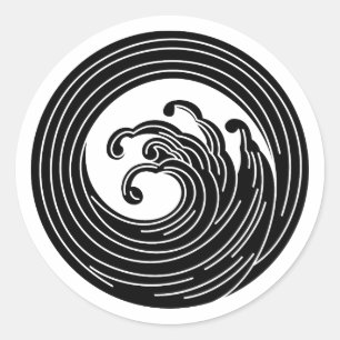 Autocollant rond classique en cercle de vague en f
