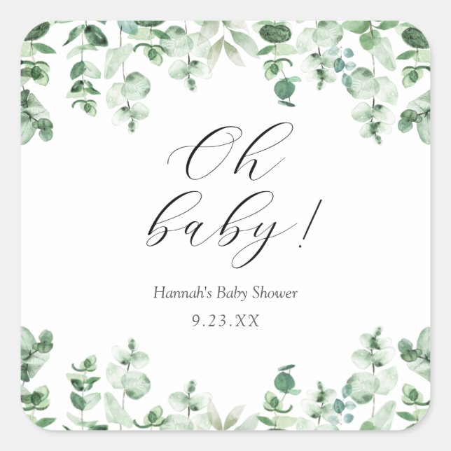 Autocollant rond classique Eucalyptus Oh Baby (Devant)