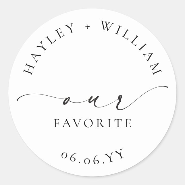 Autocollant rond classique favori d'Ellesmere (Ellesmere Our Favorite Wedding Favors Sticker)