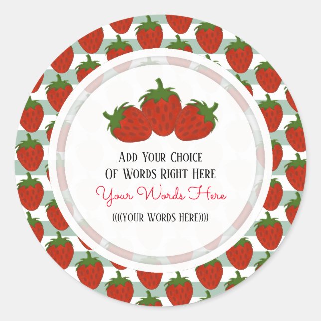 Autocollant rond classique fraise personnalisé (Devant)