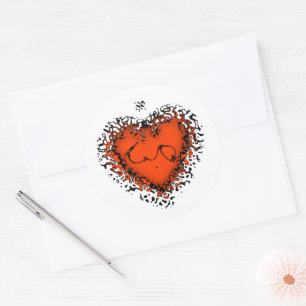 Autocollant rond classique Freaky heart v4.1