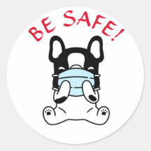 Autocollant rond classique FRENCH BULLDOG STAY SAF