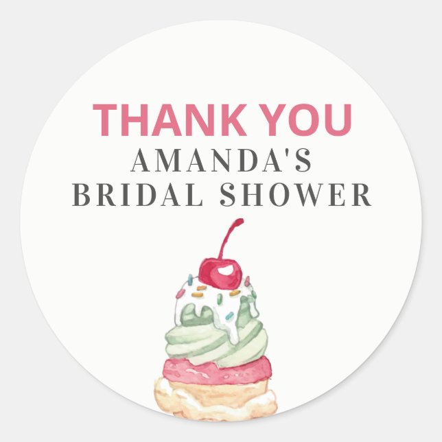 Autocollant rond classique Glace Merci faveur (Devant)