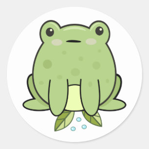 Autocollant rond classique Kawaii Grenouille