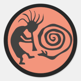 Autocollant rond classique Kokopelli