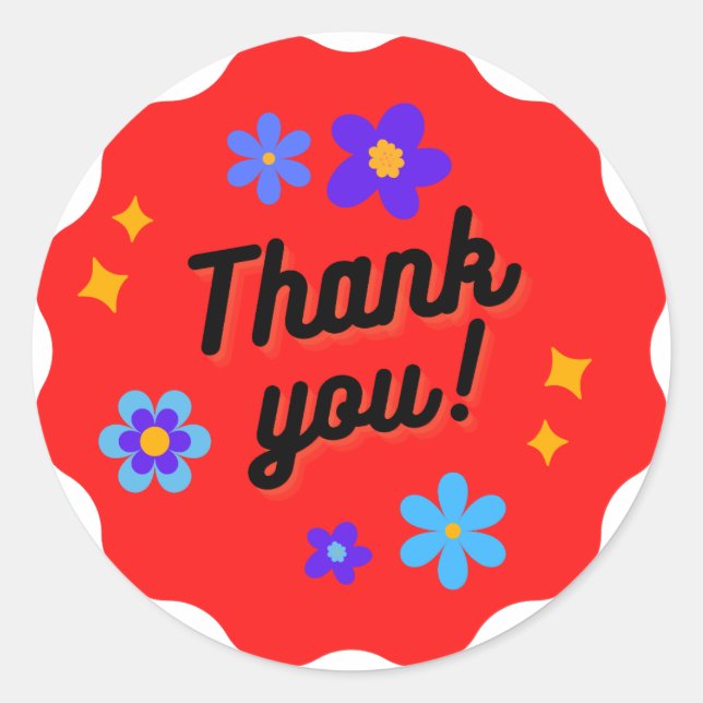 autocollant rond classique Merci (Devant)