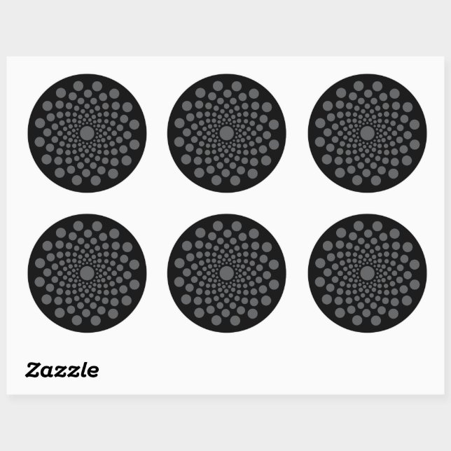 Autocollant rond classique Modèle de Mandala Flora (Feuille)