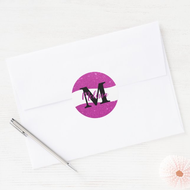 Autocollant rond classique parties scintillant per (Enveloppe)