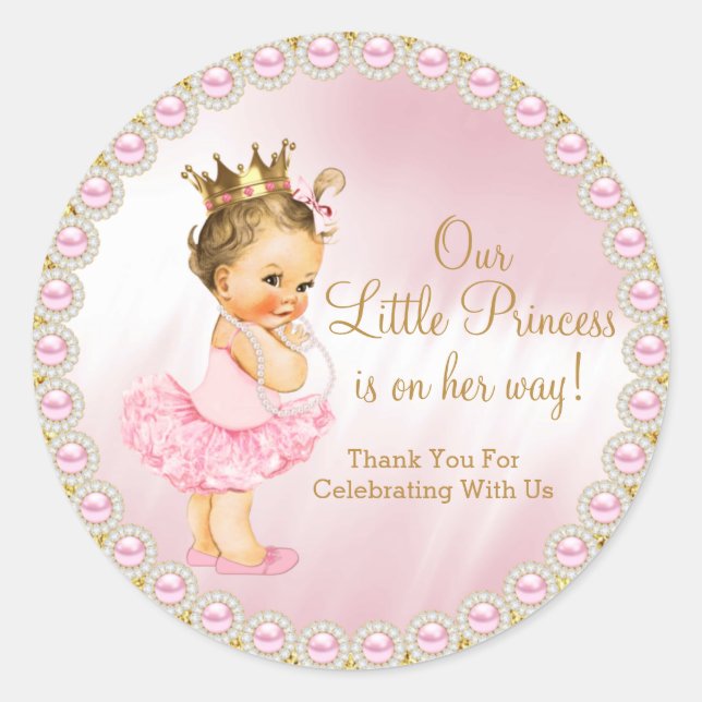 Autocollant rond classique pour Baby Shower de pri (Devant)