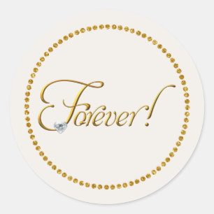 Autocollant rond classique pour toujours Mariage