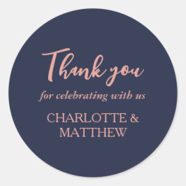 Autocollant rond classique Rose et Mariage or de m