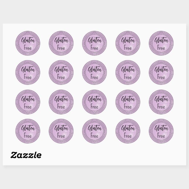 Autocollant rond classique sans gluten violet (Feuille)