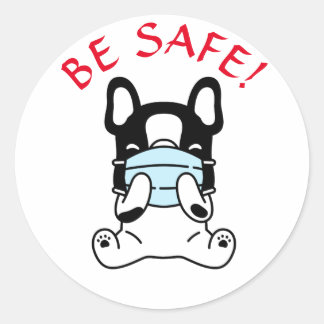 Autocollant rond classique STAY SAFE BULLDOG FRANÇ