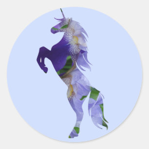Autocollant rond classique Unicorne, brillant