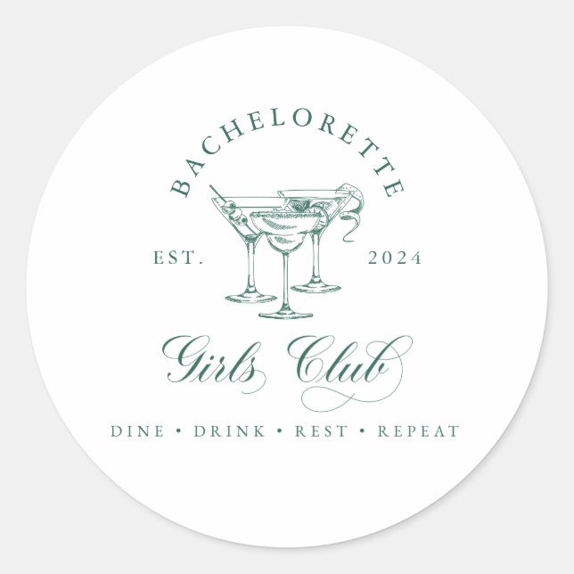 Autocollant Rond Club de la Fille à Marier (Devant)