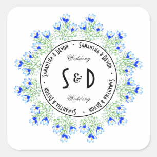 Autocollant rond Crocus bleu
