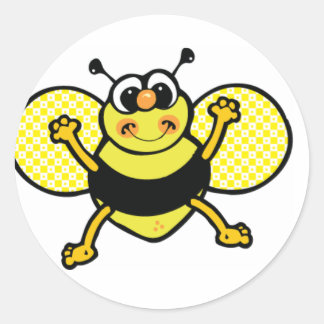 Autocollant rond d'abeille